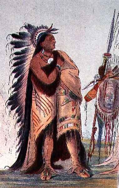 Crow Indian Pa-Ris-Ka-Roo-Pa, 'The Two Crows' Oil Painting - George Catlin