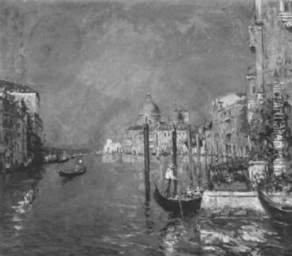 Blick Vom Canal Grande Auf Santa Maria Della Salute Oil Painting - Louis Noirot
