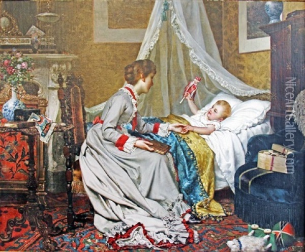 Bedtime Oil Painting - Jan Portielje