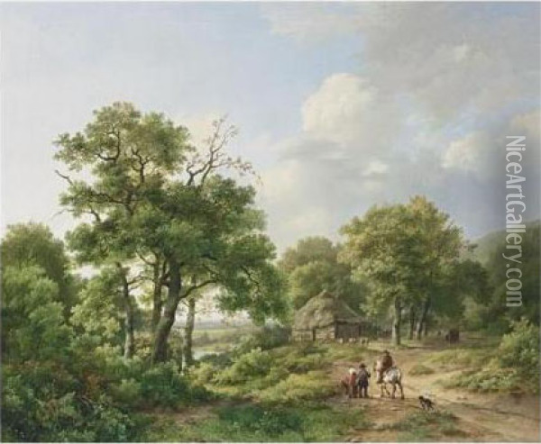 Travellers Near The Wylermeer, Beek Oil Painting - Marianus Adrianus Koekkoek