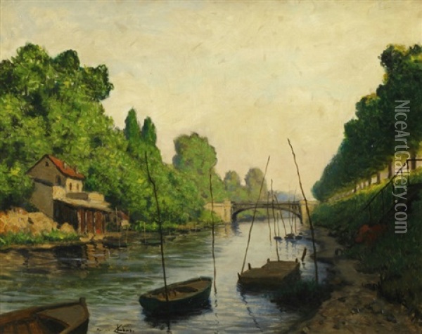 La Seine A Neuilly Oil Painting - Maurice Chabas