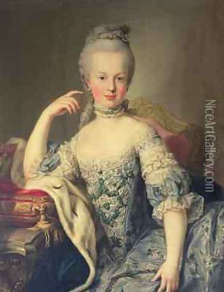Archduchess Marie Antoinette Habsburg-Lotharingen 1755-93 1767-68 Oil Painting - Martin II Mytens or Meytens