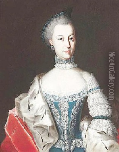 Markgrafin Friederike Caroline Von Brandenburg-ansbach Oil Painting - Johann Michael Schwabeda