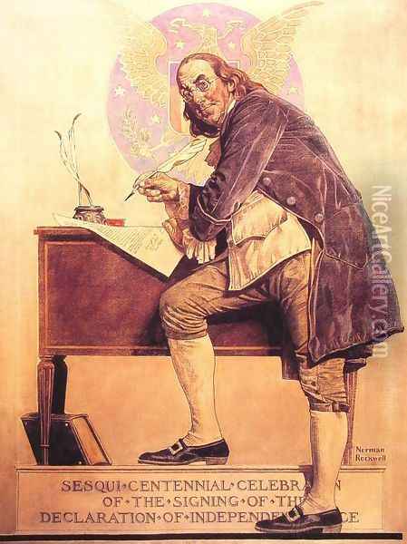 Ben Franklin's Sesquicentennial Oil Painting - Norman Rockwell