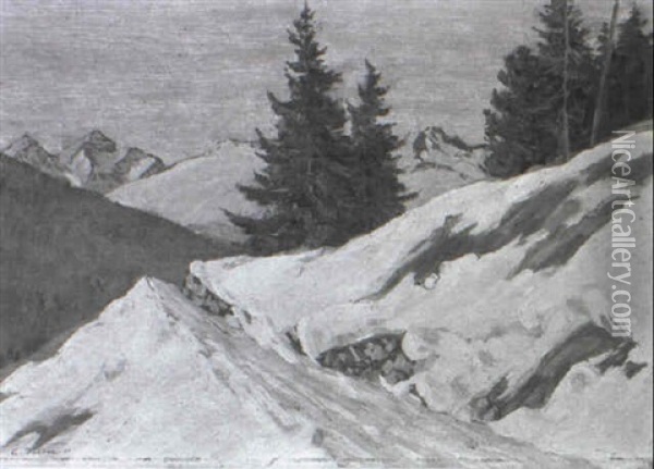 Hohenweg In Winterlandschaft Oil Painting - Carl Friedrich Felber
