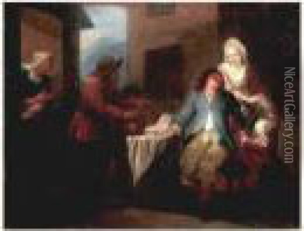 Le Rafraichissement Oil Painting - Louis Joseph, Dit Watteau De Lille