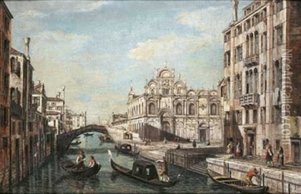 Vue Du Rio Dei Mendicanti Et De La Scuola San Marco Oil Painting - Giovanni Grubas
