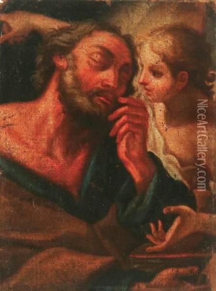 An Angel Appearing To Saint Joseph-circa 1700 Oil Painting - Jusepe de Ribera