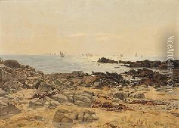 Felsige Kuste Mit Blickauf Das Offene Meer Oil Painting - Eduard Spoerer
