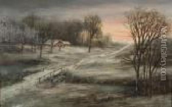Winter Scene Landscape Oil Painting - William Walls