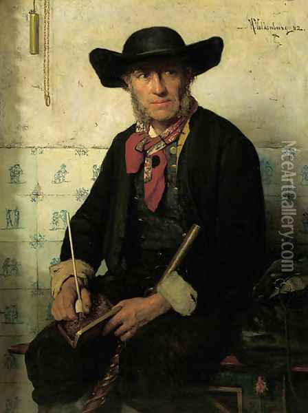 Portrait of a Drentse herder Oil Painting - Hendrik Valkenburg