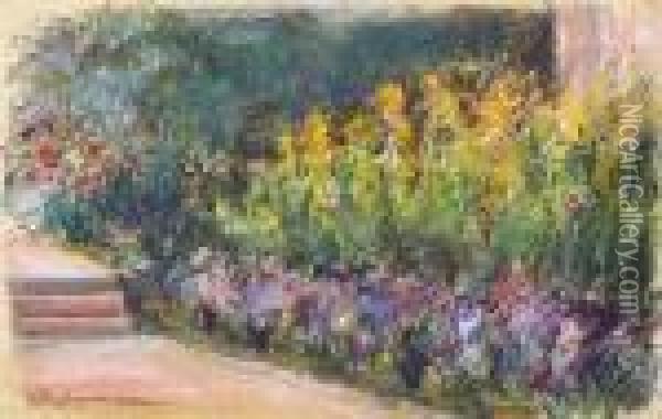 Blumenrabatte Im Wannseegarten Oil Painting - Max Liebermann