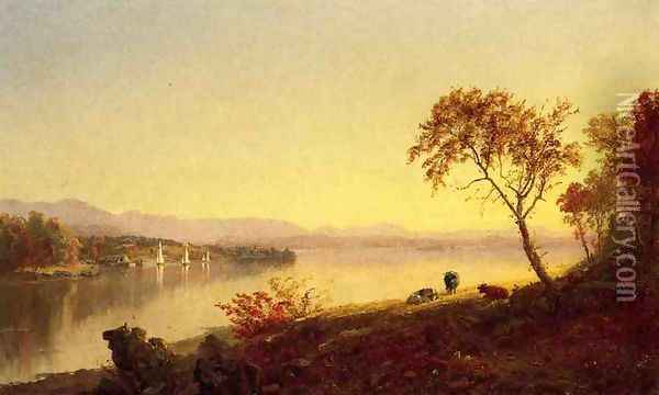 Along the River Oil Painting - Jasper Francis Cropsey