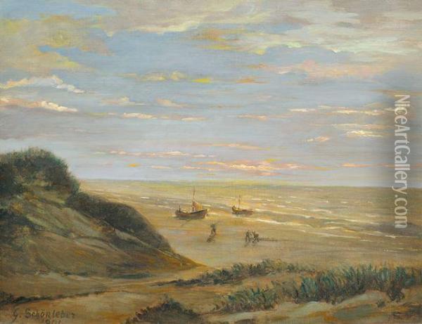 Spatabend Am Strand Oil Painting - Gustav Schonleber
