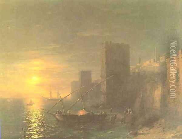 A Lunar night in the Constantinople Oil Painting - Ivan Konstantinovich Aivazovsky