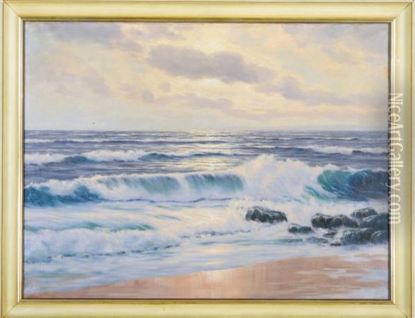 Waves Crashing On The Beach Oil Painting - Richard Lorenz