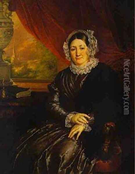 Portrait Of EP Protasyeva 1840s Oil Painting - Vasili Andreevich Tropinin