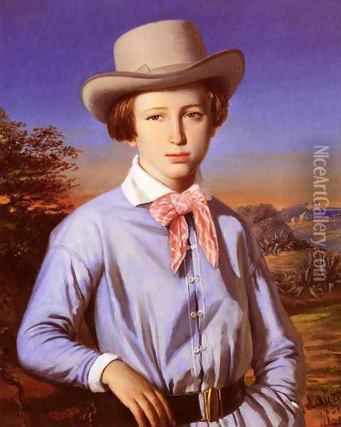 Jeune Homme Au Chapeau (Young Man with a Hat) Oil Painting - Francois Laurent