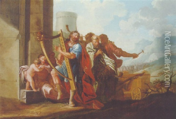 David Dancing Before The Ark Oil Painting - Karel van Mander III