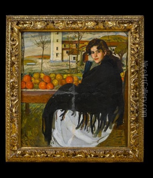 The Orange Seller Oil Painting - Antonio Ortiz Echaguee