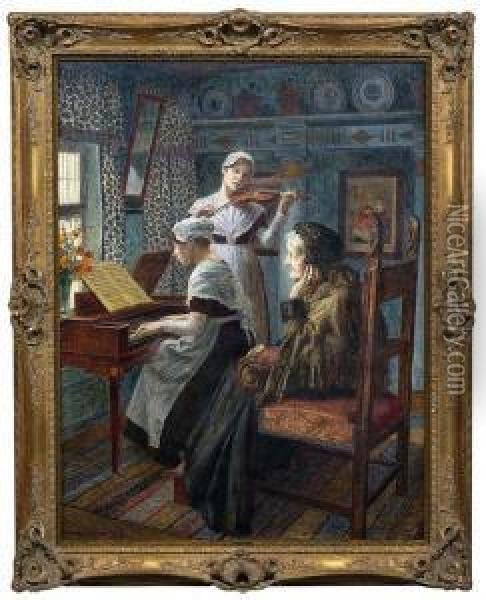 Das Standchen Oil Painting - Walther Firle