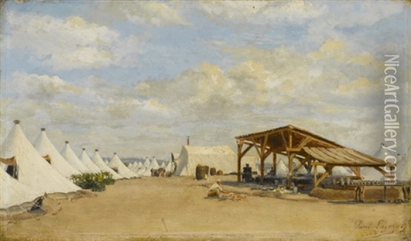 Campement Militaire En Algerie Oil Painting - Paul Jean Baptiste Lazerges