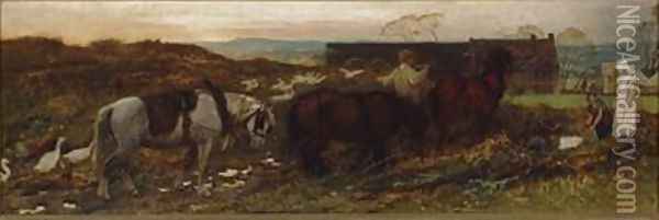 A Staffordshire Landscape 1870 Oil Painting - George Hemming Mason
