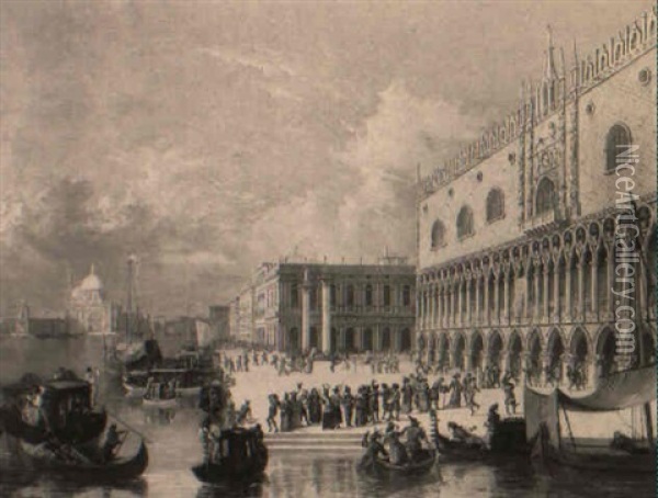The Doge's Palace And Santa Maria Della Salute Oil Painting - James Holland
