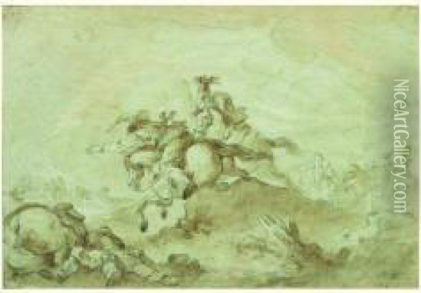Scene De Bataille Oil Painting - Francesco Giuseppe Casanova