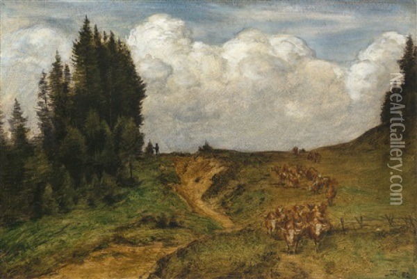 Herbstlandschaft Bei Emmishofen Oil Painting - Hans Thoma