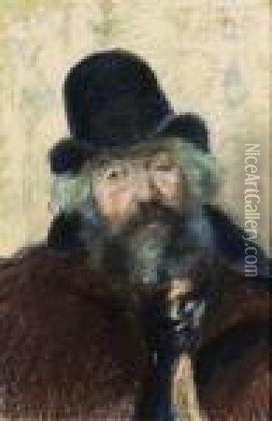 Portrait Du Peintre Ludovic Piette, Avec Un Chapeau Rond Oil Painting - Camille Pissarro