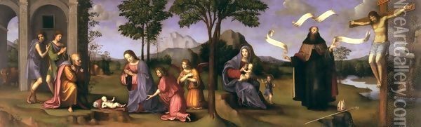 Adoration of the Child 2 Oil Painting - Francesco Francia