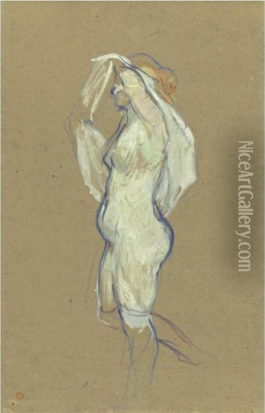 Femme Enlevant Sa Chemise Oil Painting - Henri De Toulouse-Lautrec