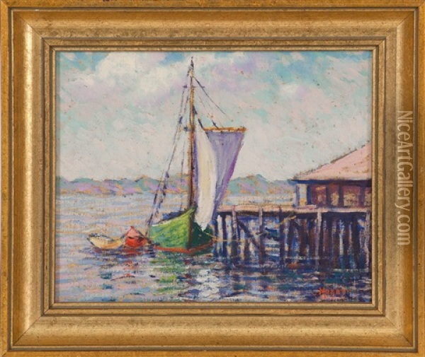 Boats At A Dock Oil Painting - Lillian Burk Meeser