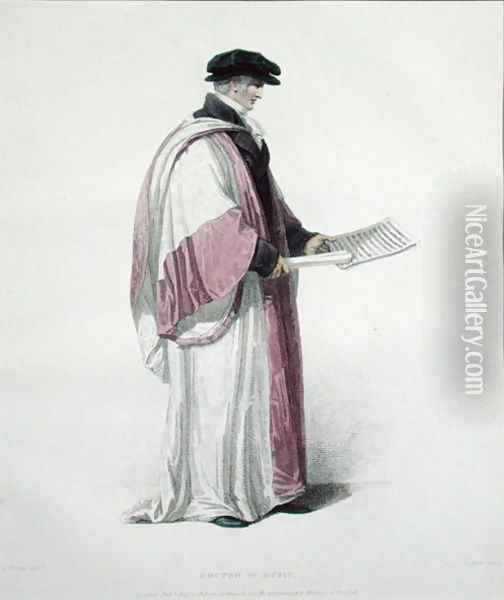 Doctor of Music, engraved by J. Agar, published in R. Ackermanns History of Oxford, 1813 Oil Painting - Thomas Uwins