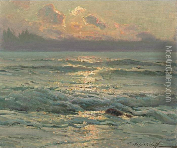 Sunlight Breaking The Waves Oil Painting - Constantin Alexandr. Westchiloff