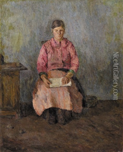 Portrait Of The Artist's Nanny Oil Painting - Aleksandr Davidovitch Drevin