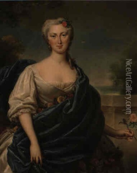 Retrato De Maria Teresa Felicidad De Este, Duquesa De Penthievre Oil Painting - Jean Marc Nattier