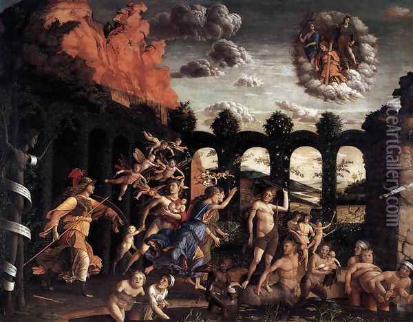 Pallas Expelling the Vices from the Garden of Virtue 1499-1502 Oil Painting - Andrea Mantegna