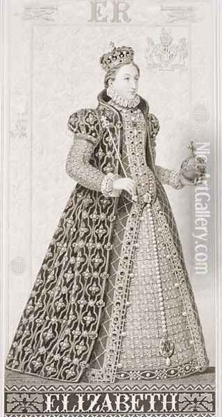 Queen Elizabeth I (1533-1603) from Illustrations of English and Scottish History Volume I Oil Painting - J.L. Williams