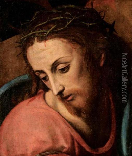 Cristo Porta Croce Oil Painting - Rancesco De' Rossi (see Salviati, Cecchino Del)