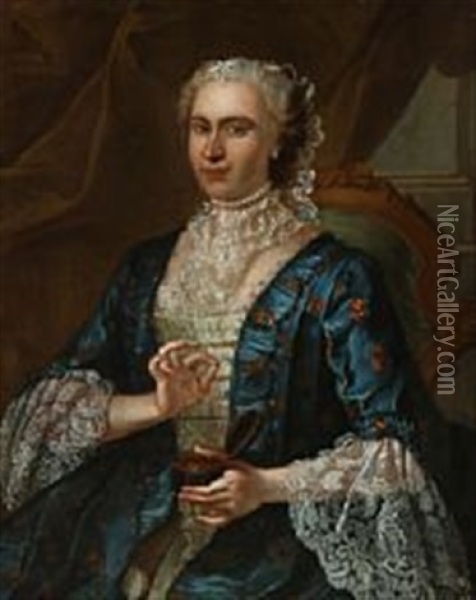 Portrait Of A Lady In An Elegant Dress Oil Painting - Francois de Troy