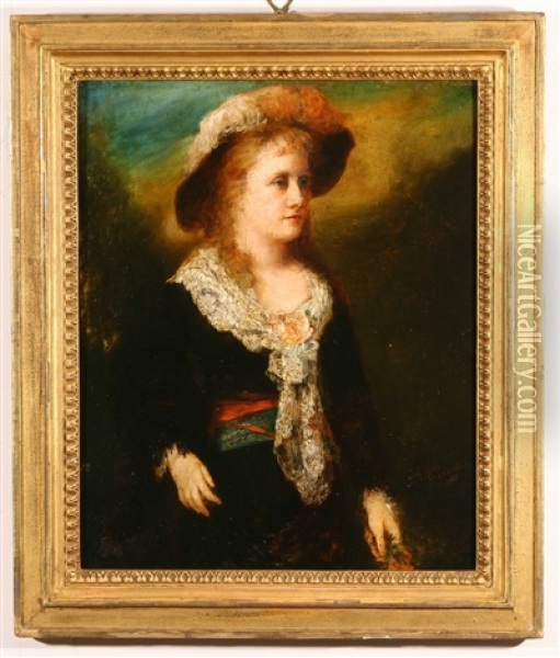 Portrait Of Mrs. James Carroll Frazer, Nee Van Rensselaer, Last Child Born In The Van Rensselaer Home Oil Painting - George Da Maduro Peixotto