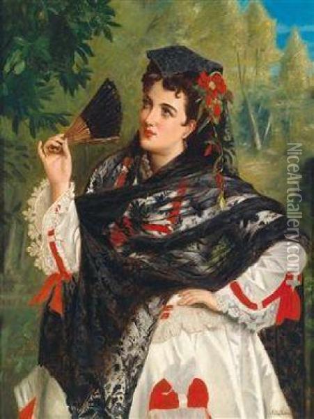 Eine Spanische Schonheit Oil Painting - John Bagnold Burgess