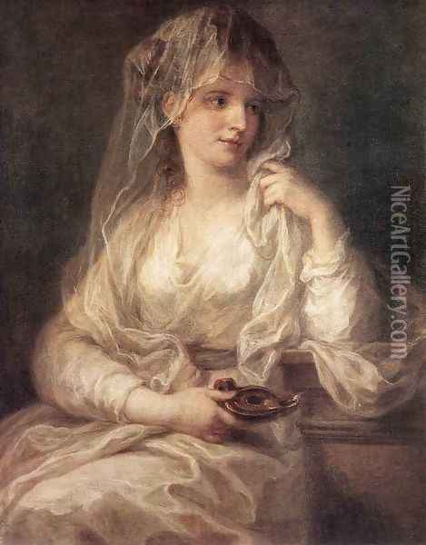 Portrait of a Woman Dressed as Vestal Virgin Oil Painting - Angelica Kauffmann