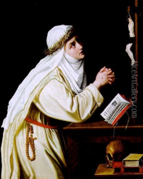 Die Heilige Katharina Von Siena Oil Painting - Alessandro di Cristofano Allori