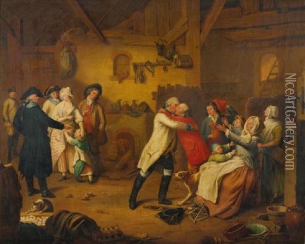 The Conscript And The Return (pair) Oil Painting - Johann Theodor Eusebius Faber