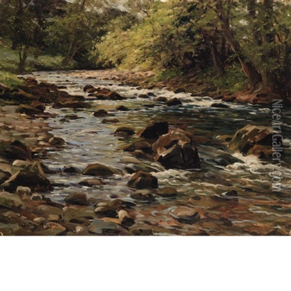Running Stream Oil Painting - Louis Aston Knight
