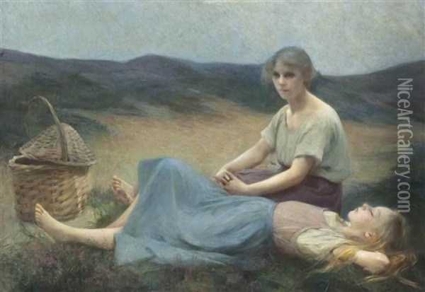 A Rest In The Dunes Oil Painting - Wilhelmine Charlotte Niels