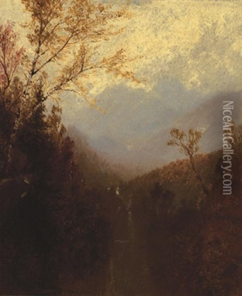 Catskill Waterfall Oil Painting - John Frederick Kensett